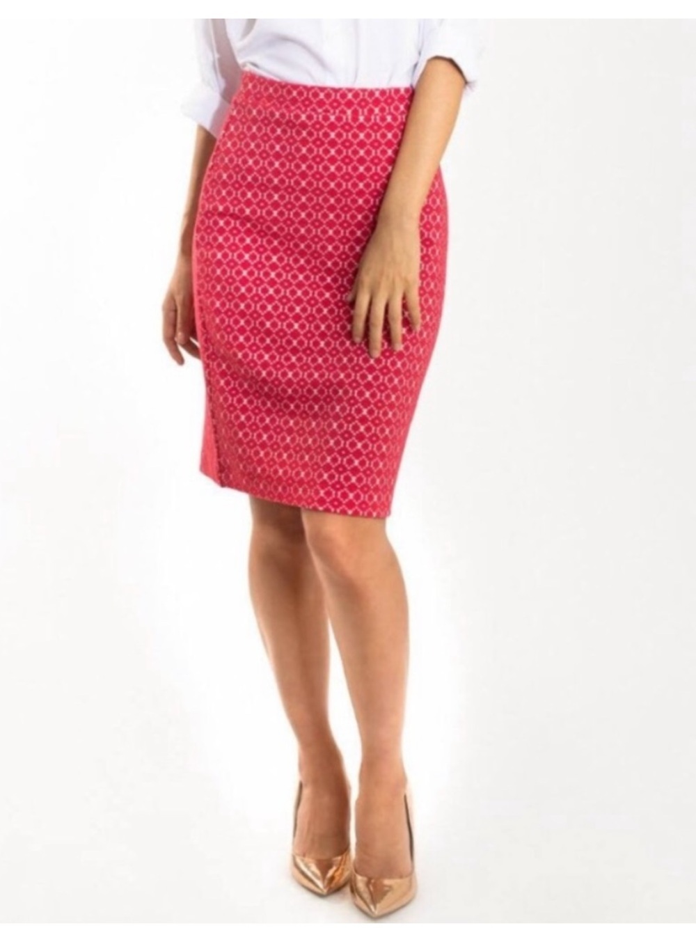 Leota Briar Bellissimo Jacquard Pencil Skirt Pink Textured XL